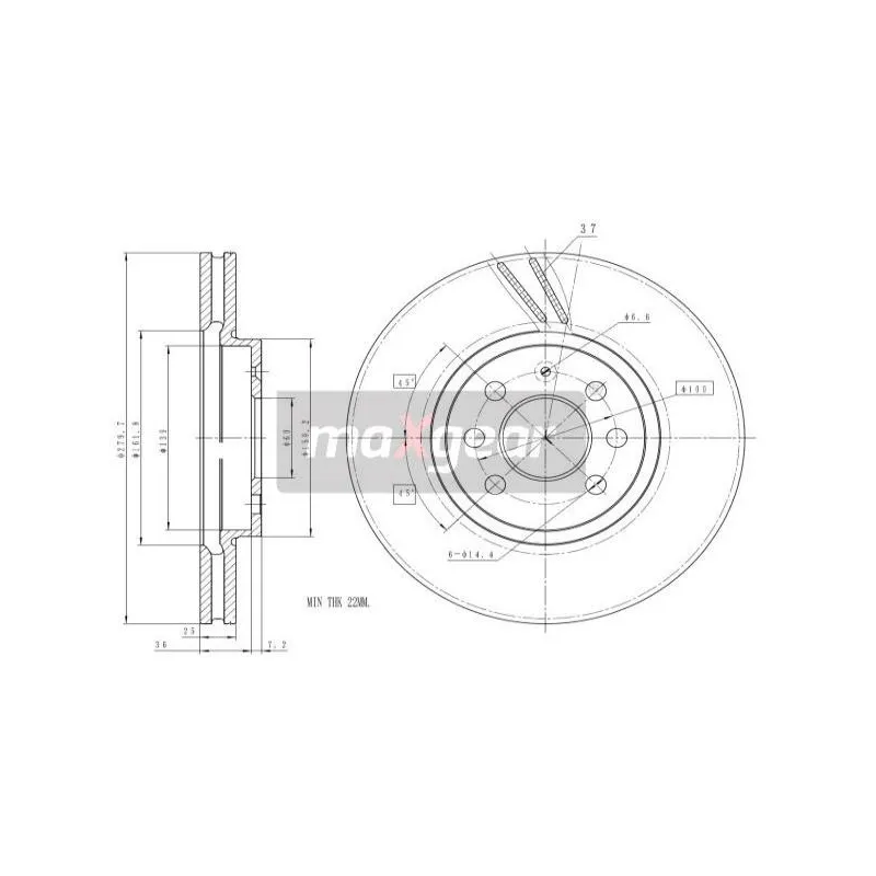 Jeu de 2 disques de frein avant MAXGEAR 19-1065