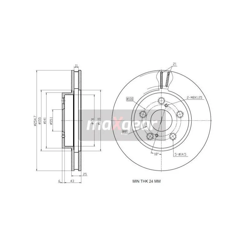 Jeu de 2 disques de frein avant MAXGEAR 19-1243