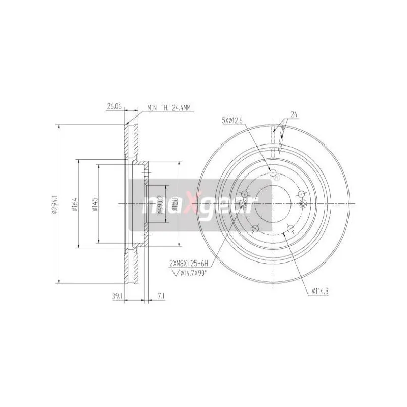 Jeu de 2 disques de frein avant MAXGEAR 19-2458