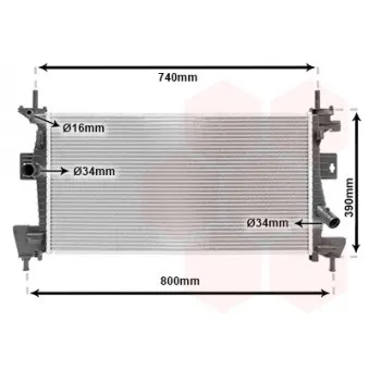 Radiateur, refroidissement du moteur VAN WEZEL 18002475