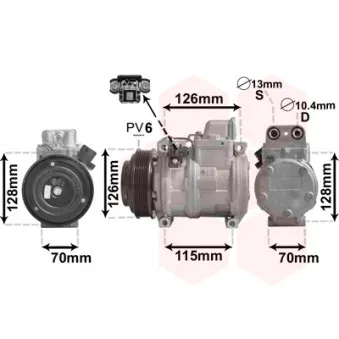 Compresseur, climatisation VAN WEZEL 3000K087