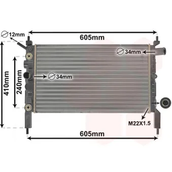 Radiateur, refroidissement du moteur VAN WEZEL 37002026