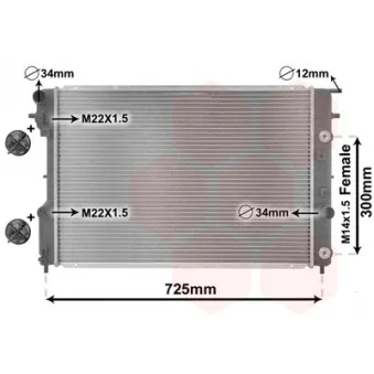 Radiateur, refroidissement du moteur VAN WEZEL 37002202