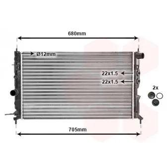 Radiateur, refroidissement du moteur VAN WEZEL 37002244