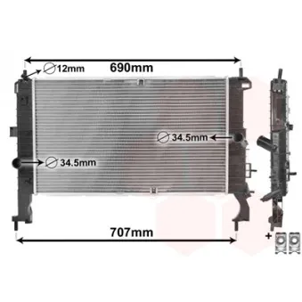 Radiateur, refroidissement du moteur VAN WEZEL 37002346