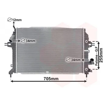 Radiateur, refroidissement du moteur VAN WEZEL 37002460