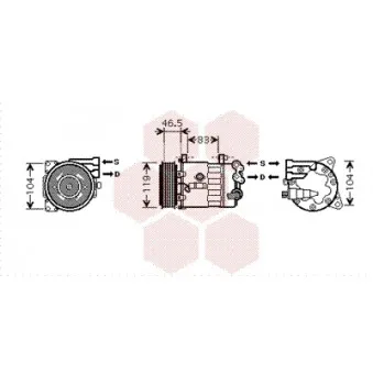 Compresseur, climatisation VAN WEZEL 4000K326