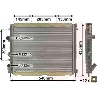 Radiateur, refroidissement du moteur VAN WEZEL 43002267