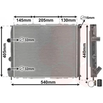 Radiateur, refroidissement du moteur VAN WEZEL 43002268