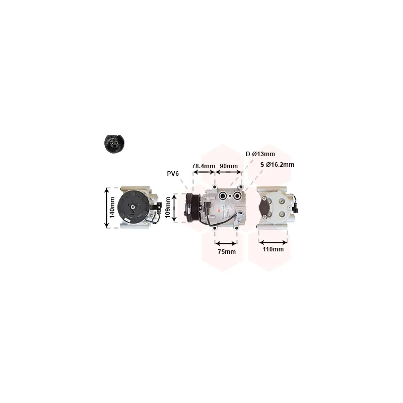 Compresseur, climatisation VAN WEZEL 7700K034