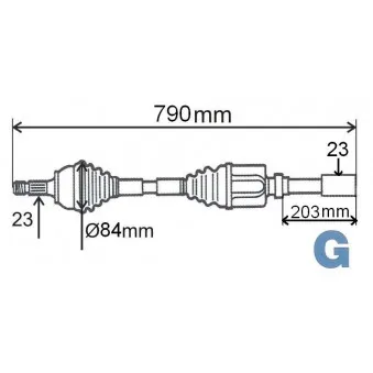 Arbre de transmission avant droit GRESA T6049