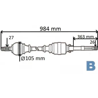Arbre de transmission avant droit GRESA T6071