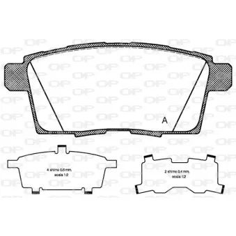 Jeu de 4 plaquettes de frein arrière OPEN PARTS BPA1268.00