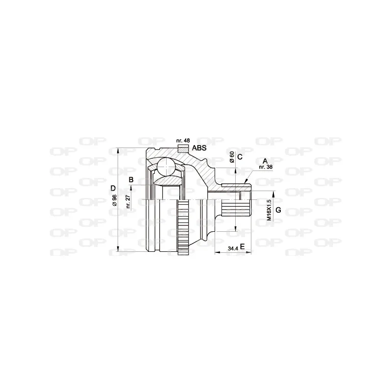 Embout de cardan avant (kit de réparation) OPEN PARTS CVJ5227.10