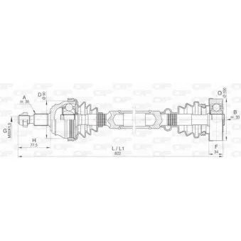 Arbre de transmission avant droit OPEN PARTS DRS6423.00