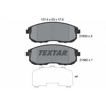 Jeu de 4 plaquettes de frein avant TEXTAR 2163301