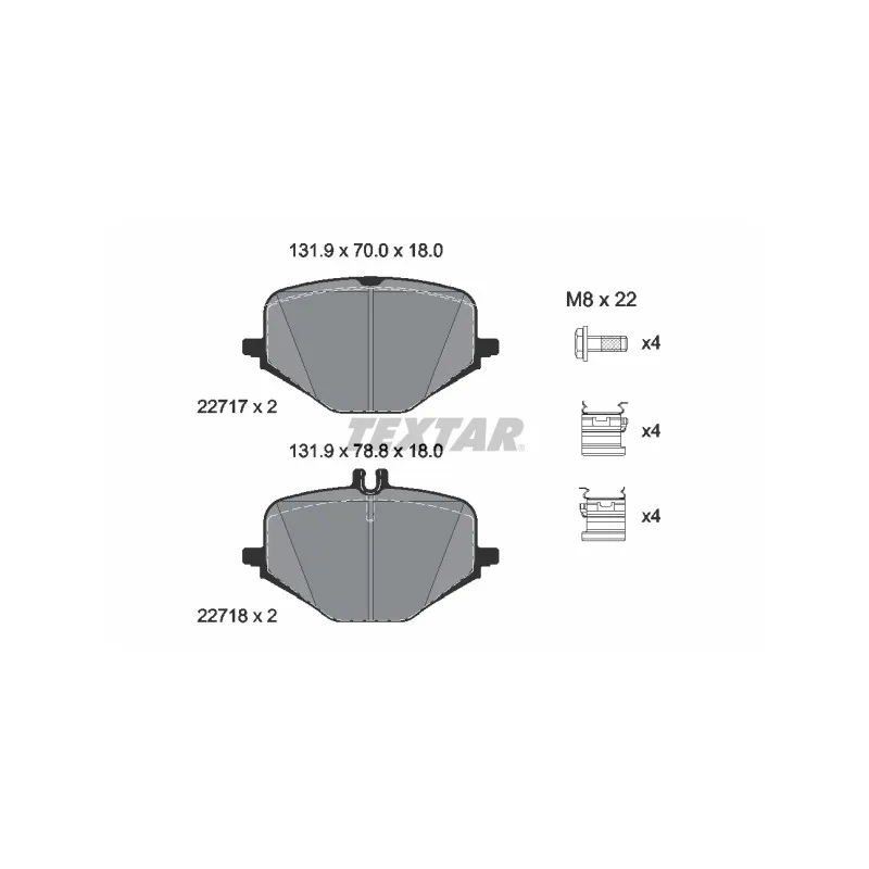 Jeu de 4 plaquettes de frein arrière TEXTAR 2271701