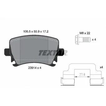 Jeu de 4 plaquettes de frein arrière TEXTAR 2391482