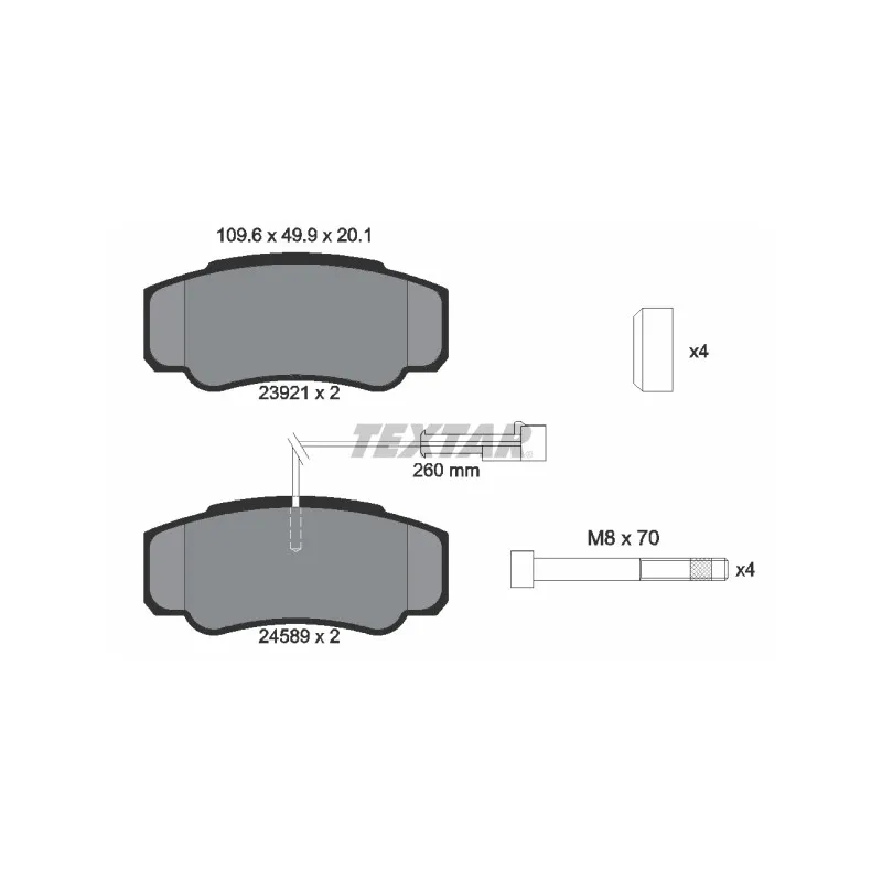 Jeu de 4 plaquettes de frein arrière TEXTAR 2392103