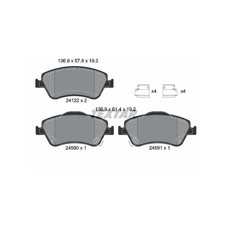 Jeu de 4 plaquettes de frein avant TEXTAR 2412201