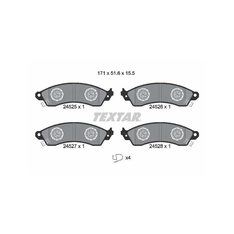 Jeu de 4 plaquettes de frein avant TEXTAR 2452501
