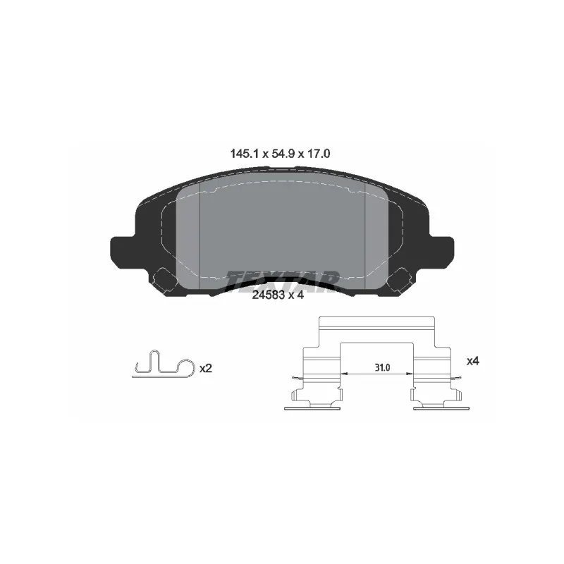 Jeu de 4 plaquettes de frein avant TEXTAR 2458301