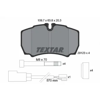 Jeu de 4 plaquettes de frein arrière TEXTAR 2912307