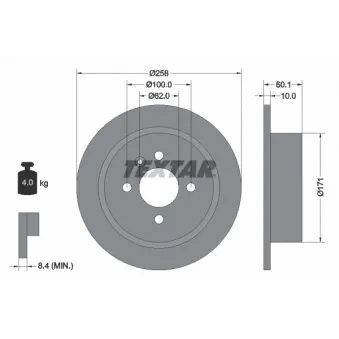 Jeu de 2 disques de frein arrière TEXTAR 92019200