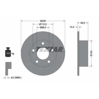 Jeu de 2 disques de frein arrière TEXTAR 92022800