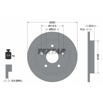 Jeu de 2 disques de frein arrière TEXTAR 92032400