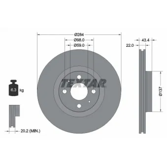 Jeu de 2 disques de frein avant TEXTAR 92053503