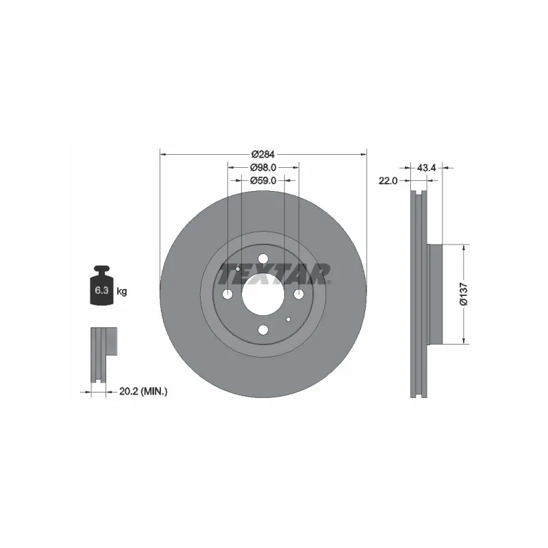 Jeu de 2 disques de frein avant TEXTAR 92053503