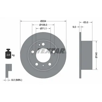 Jeu de 2 disques de frein arrière TEXTAR 92054500