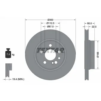 Jeu de 2 disques de frein arrière TEXTAR 92056800