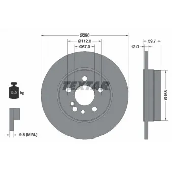 Jeu de 2 disques de frein arrière TEXTAR 92056900