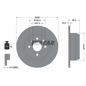 Jeu de 2 disques de frein arrière TEXTAR 92057000