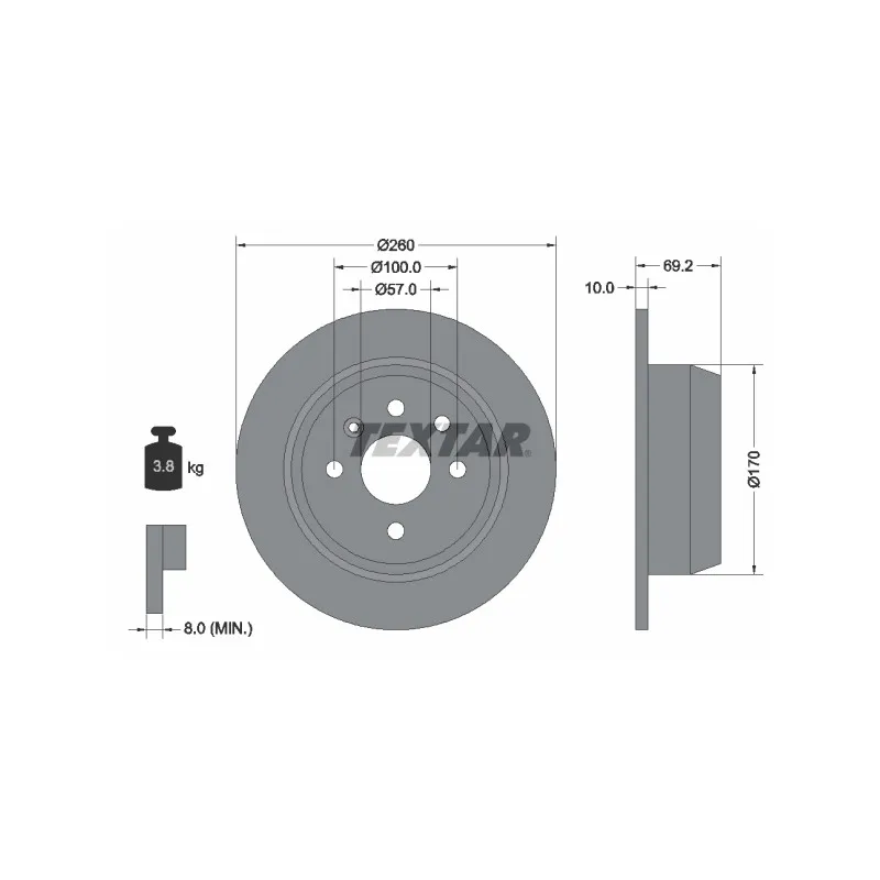 Jeu de 2 disques de frein arrière TEXTAR 92057000