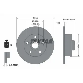 Jeu de 2 disques de frein arrière TEXTAR 92057200