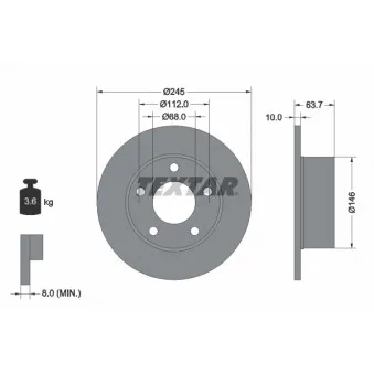 Jeu de 2 disques de frein arrière TEXTAR 92057503