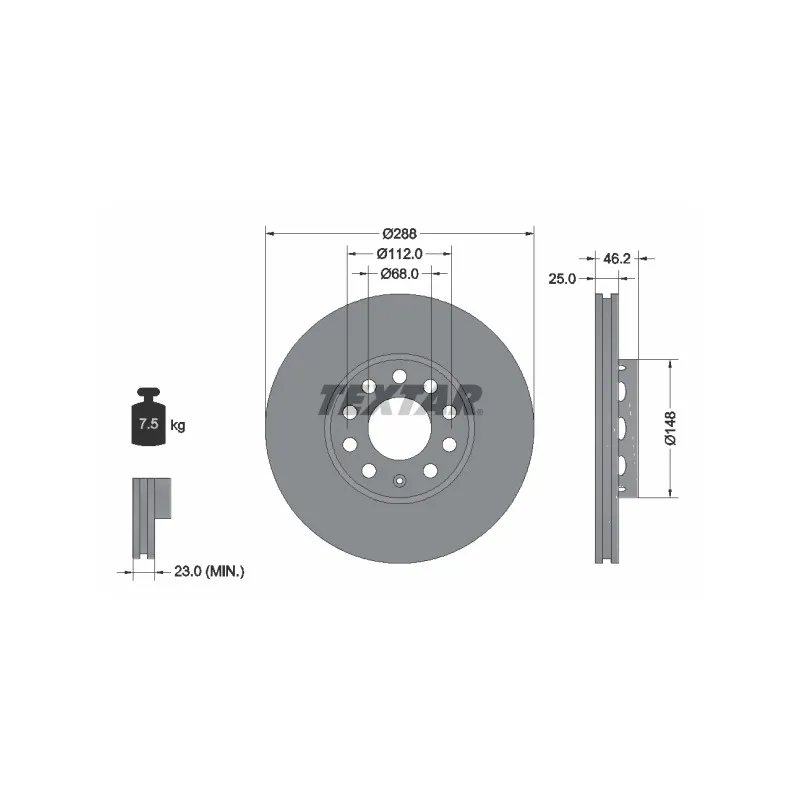 Jeu de 2 disques de frein avant TEXTAR 92057605