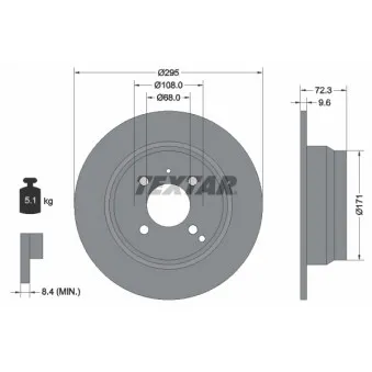 Jeu de 2 disques de frein arrière TEXTAR 92058700