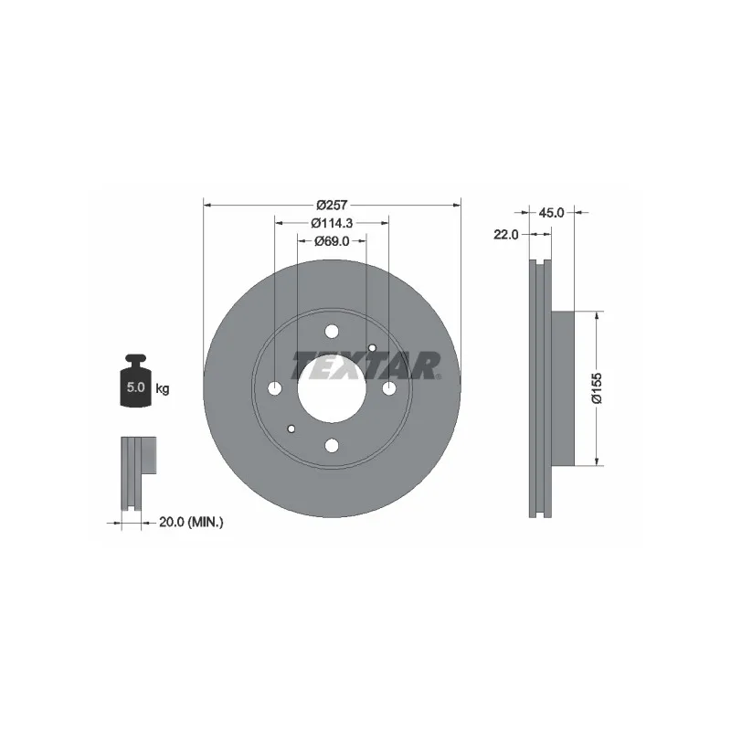 Jeu de 2 disques de frein avant TEXTAR 92062800