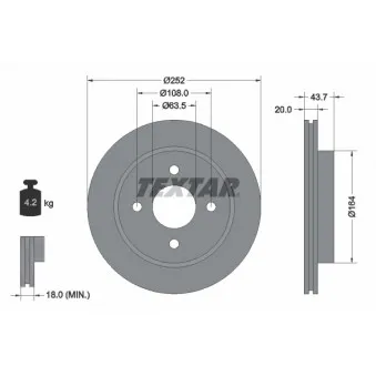 Jeu de 2 disques de frein avant TEXTAR 92063603