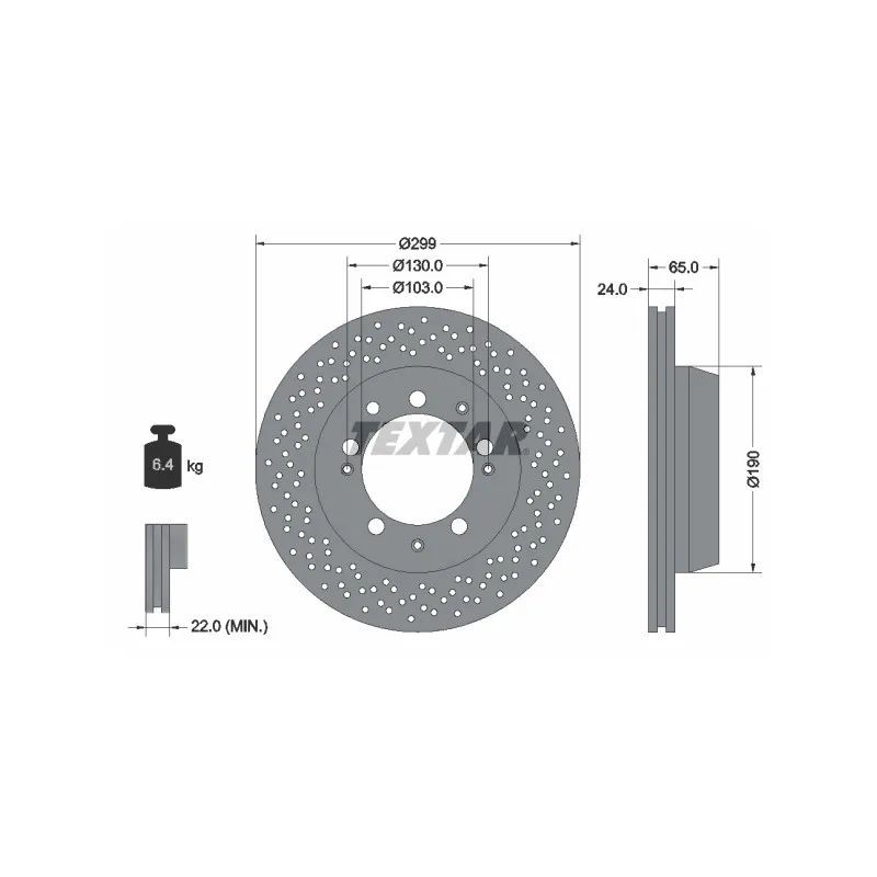 Jeu de 2 disques de frein arrière TEXTAR 92076200