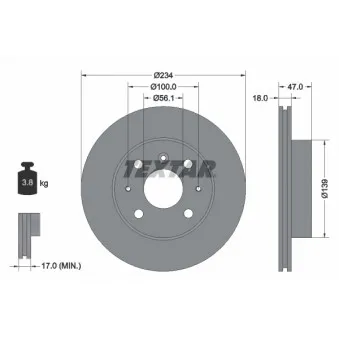 Jeu de 2 disques de frein avant TEXTAR 92076900