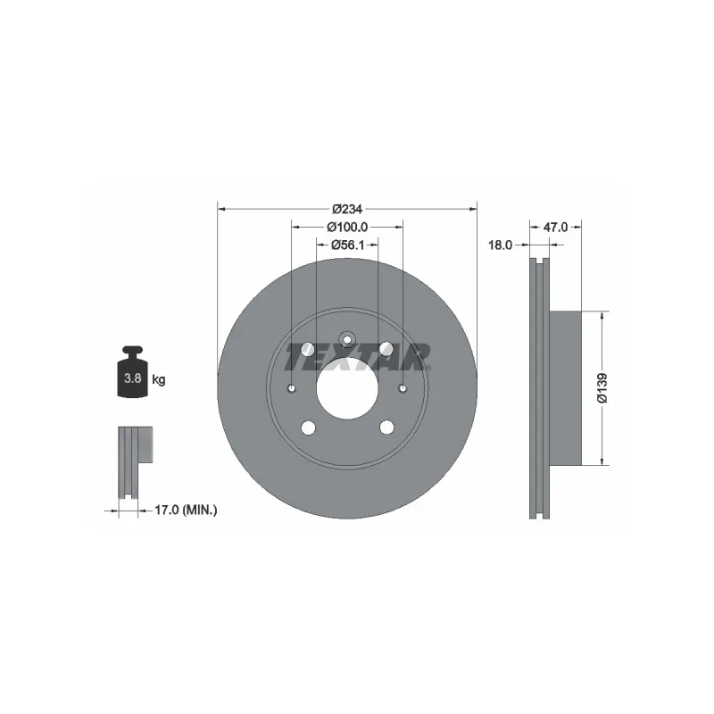 Jeu de 2 disques de frein avant TEXTAR 92076900