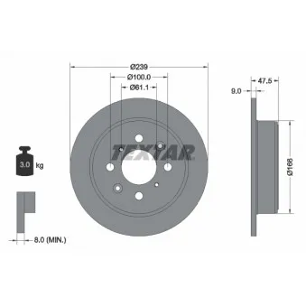 Jeu de 2 disques de frein arrière TEXTAR 92077903