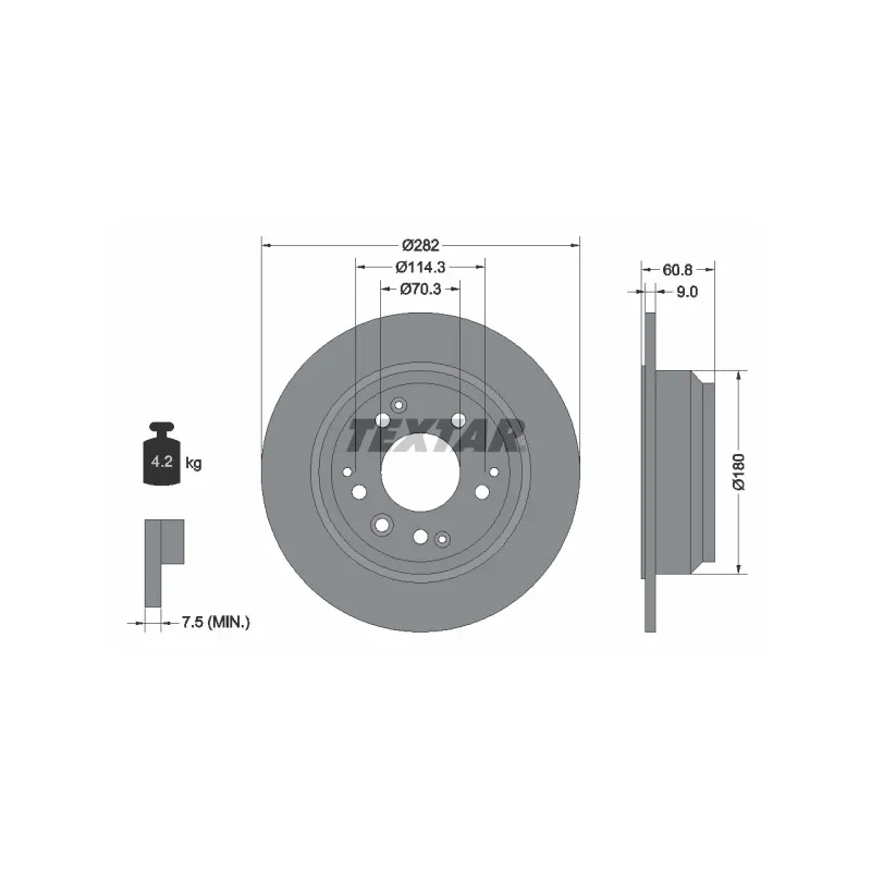 Jeu de 2 disques de frein arrière TEXTAR 92078400