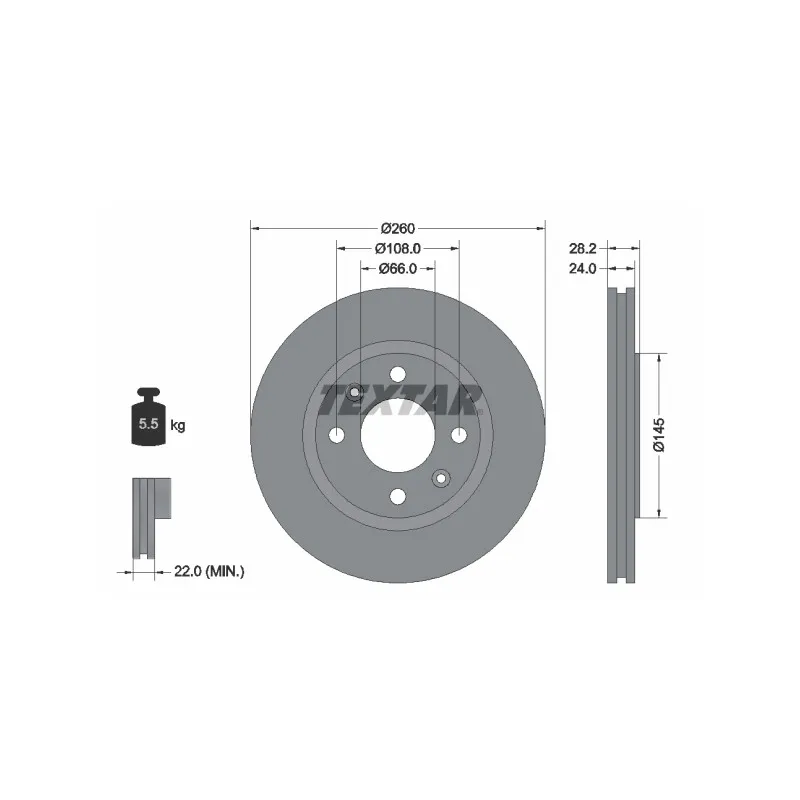 Jeu de 2 disques de frein avant TEXTAR 92078603