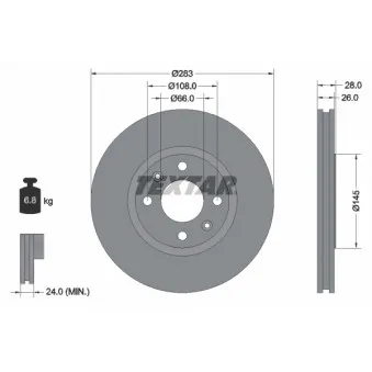 Jeu de 2 disques de frein avant TEXTAR 92078703